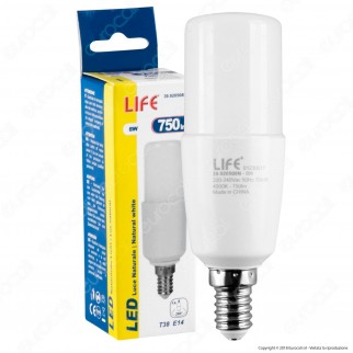 Life Lampadina LED E14 8W Tubolare T37 - mod. 39.920508c / 39.920508N