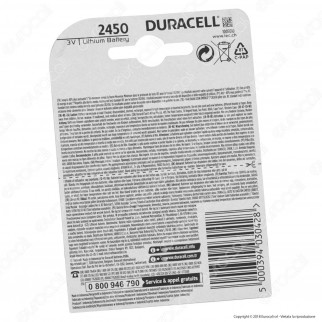 Duracell Lithium CR2450 / DL2450 / ECR2450 Pila 3V - Blister 1