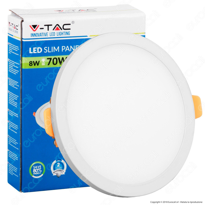 V-Tac VT-888 RD Pannello LED Rotondo 8W SMD da Incasso con Driver -