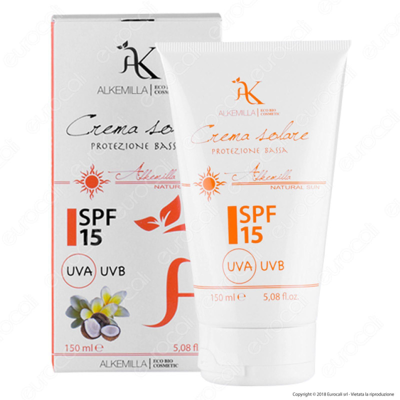 Alkemilla Crema Solare Bassa Protezione SPF 15 - Flacone da 150ml