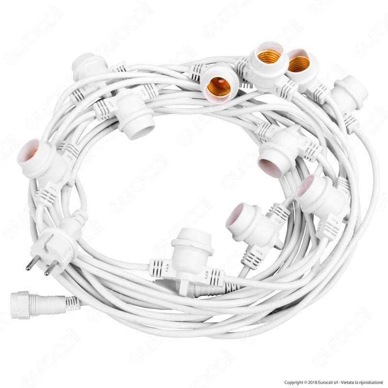 FAI Catenaria 11 metri per 11 Lampadine LED E27 Colore Bianco - per