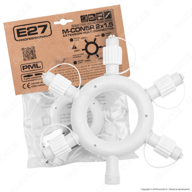 Connettore Rigido Multiplo a 5 Uscite Colore Bianco IP44