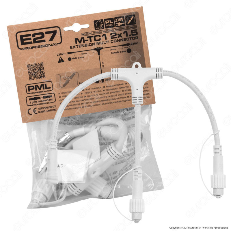 Connettore Multiplo a 2 Uscite Colore Bianco IP44