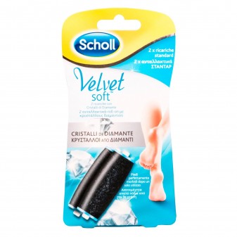 2 Testine di Ricambio Scholl Velvet Smooth Soft con Cristalli di