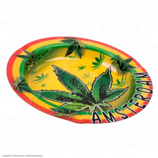 Amsterdam Posacenere da Tavolo Rotondo in Metallo - Rasta Rainbow