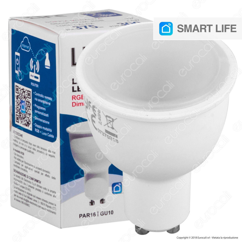 Life Lampadina LED Smart Life Wi-Fi GU10 4,5W Faretto RGB+W