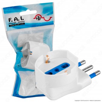 FAI Adattatore Singolo Salvaspazio Schuko Colore Bianco Spina 16A -