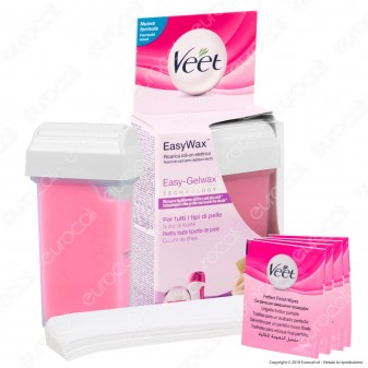 Veet EasyWax Roll-On Gambe e Braccia per Pelli Normali - Ricarica da