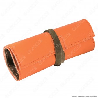 Il Morello Large Portatabacco in Vera Pelle Arancione e Mimetica