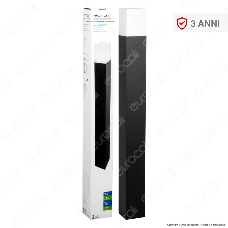 V-Tac VT-7615 Portalampada da Giardino Quadrato con Fissaggio a Terra