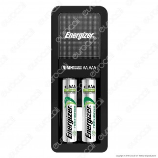 Energizer Accu Recharge Mini Caricabatterie + 2 Pile Stilo AA 2000mAh