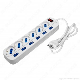 Life Multipresa 6 Posti Colore Bianco con Interruttori Singoli e