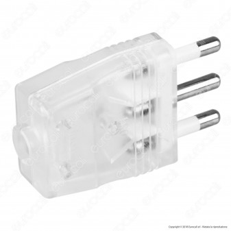 FAI Spina Singola 16A con Uscita Cavo Dritta - Colore Trasparente -