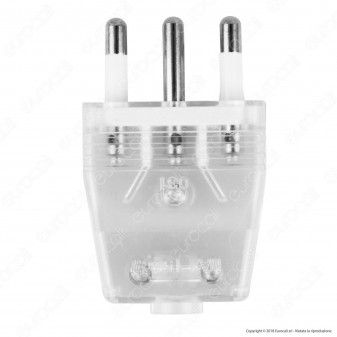 FAI Spina Singola 16A con Uscita Cavo Dritta - Colore Trasparente -