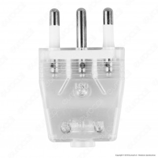 FAI Spina Singola 16A con Uscita Cavo Dritta - Colore Trasparente -