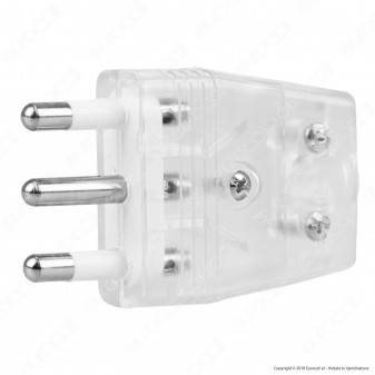 FAI Spina Singola 16A con Uscita Cavo Dritta - Colore Trasparente -