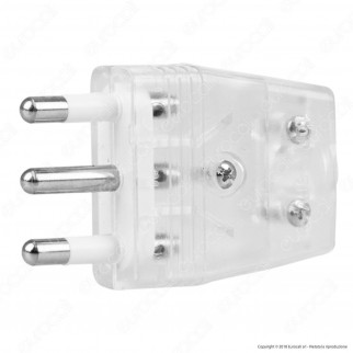 FAI Spina Singola 16A con Uscita Cavo Dritta - Colore Trasparente -
