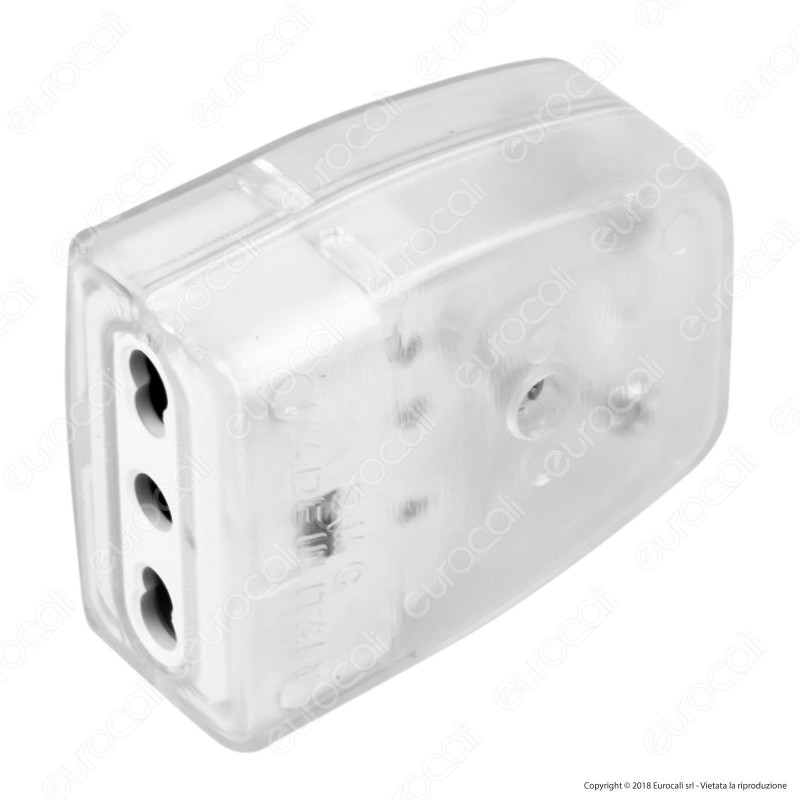 FAI Presa Singola 10/16A con Uscita Cavo Dritta - Colore Trasparente