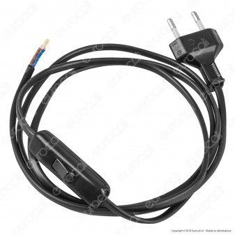 FAI Cavo di Alimentazione Bipolare con Interruttore e Spina 10A Nero