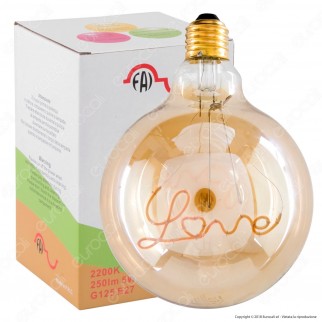 FAI Lampadina E27 Filamento LED Scritta Love Cuore 5W Globo G125
