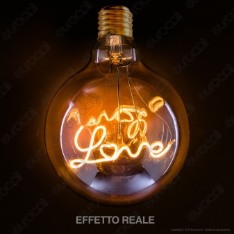 FAI Lampadina E27 Filamento LED Scritta Love Cuore 5W Globo G125