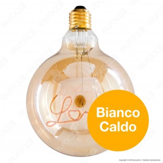 FAI Lampadina E27 Filamento LED Scritta Love Cuore 5W Globo G125