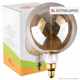 FAI Lampadina E27 Filamento LED a Spirale 5W Globo G200 con Vetro
