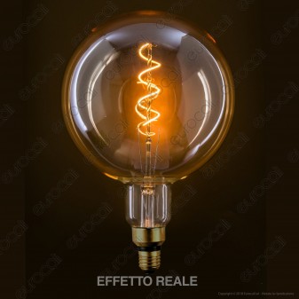 FAI Lampadina E27 Filamento LED a Spirale 5W Globo G200 con Vetro