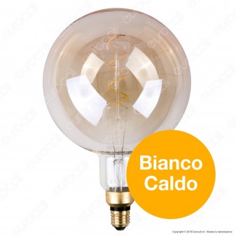 FAI Lampadina E27 Filamento LED a Spirale 5W Globo G200 con Vetro