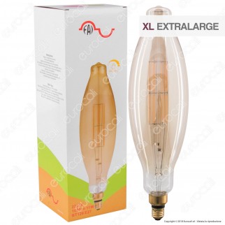 FAI Lampada LED Vintage XL E27 11W Tubolare Filamento Ambrata