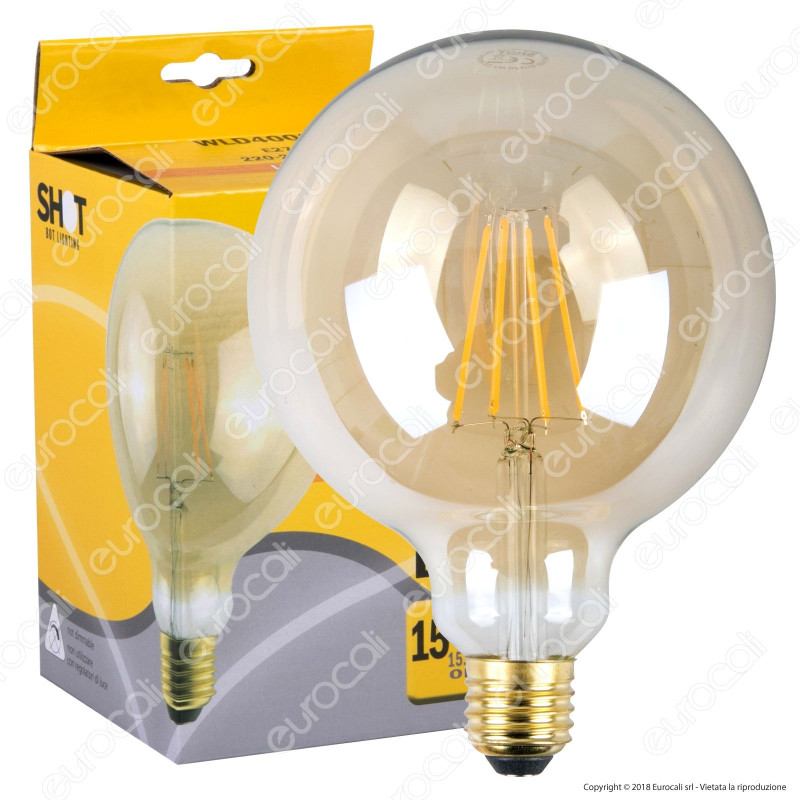 Bot Lighting Lampadina LED E27 7W Globo G125 Filamento Ambrata - mod.