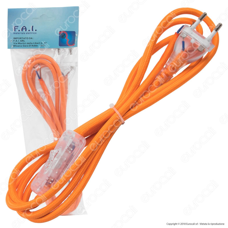 FAI Cavo di Alimentazione Bipolare in Corda con Interruttore e Spina