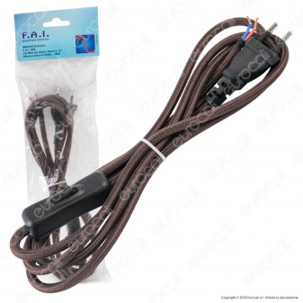 FAI Cavo di Alimentazione Bipolare in Corda con Interruttore e Spina