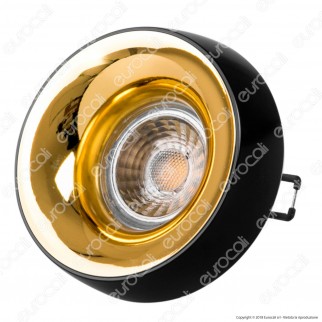 Kanlux ELNIS L Portafaretto Rotondo da Incasso Colore Nero e Oro per