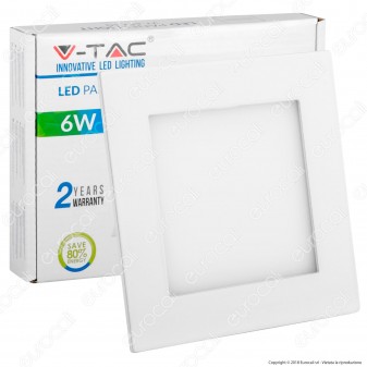 V-Tac VT-607 SQ Pannello LED Quadrato 6W SMD da Incasso con Driver -