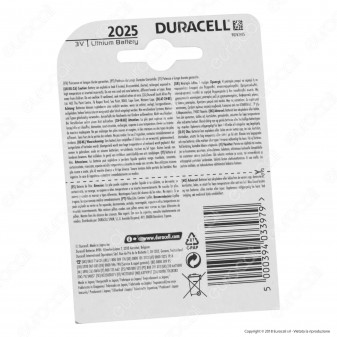 Duracell Lithium CR2025 / DL2025 Pila 3V - Blister 2 Batterie