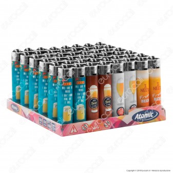Atomic Festival Accendino Maxi Ricaricabile Fantasia Fresh Beer- Box da 48 Accendini