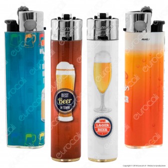 Atomic Festival Accendino Maxi Ricaricabile Fantasia Fresh Beer - Serie di 4 Accendini