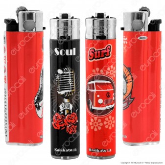 Atomic Festival Accendino Maxi Ricaricabile Fantasia Punk & Soul - Serie di 4 Accendini