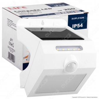 Life Lampada da Muro LED 3W con Pannello Solare e Sensore Colore Bianco - mod. 39.920315C