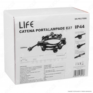 Life Catenaria 4 metri per 12 Lampadine LED E27 per Esterno - mod. 39.PS27500