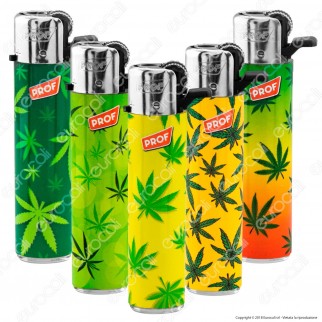 Prof Round Flint Accendino Maxi Fantasia Leaves - Serie di 5 Accendini