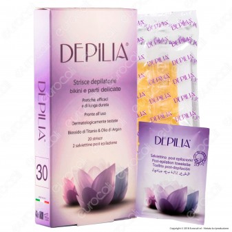 Depilia 30 Strisce Depilatorie Ascelle e Bikini con 2 Salviettine
