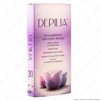 Depilia 30 Strisce Depilatorie Ascelle e Bikini con 2 Salviettine