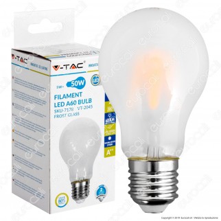 V-Tac VT-2045 Lampadina LED E27 5W Bulb A60 Frost Filamento - SKU