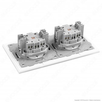 V-Tac VT-5811 Presa a Incasso Doppia Schuko Colore Bianco Rivestimento in Vetro - SKU 8402