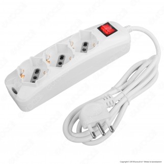 V-Tac Multipresa 3 Posti Colore Bianco con Interruttore - SKU 8710
