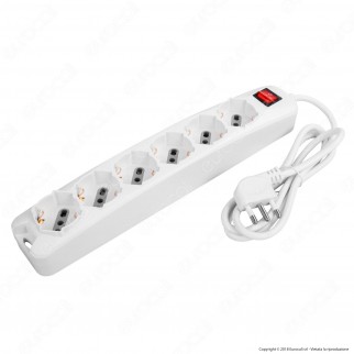 V-Tac Multipresa 6 Posti Colore Bianco con Interruttore Luminoso - SKU 8713