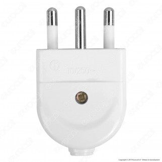 V-Tac Spina Singola 16A con Uscita Cavo Dritta Colore Bianco - SKU 8718