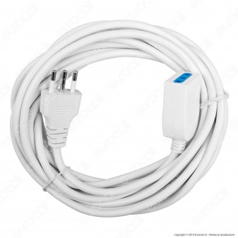 V-Tac Cavo Prolunga Spina e Presa Italiane 5 metri 10A Colore Bianco - SKU 8730